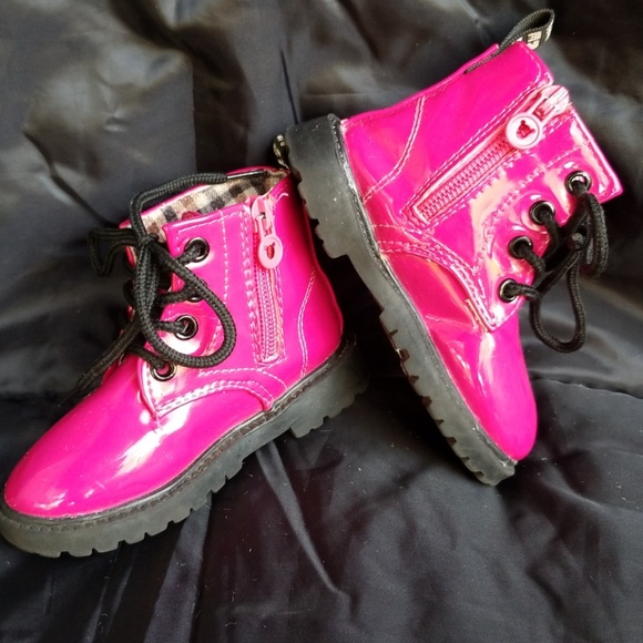 Faux Patent Leather Combat Boots - Picture 4 of 4